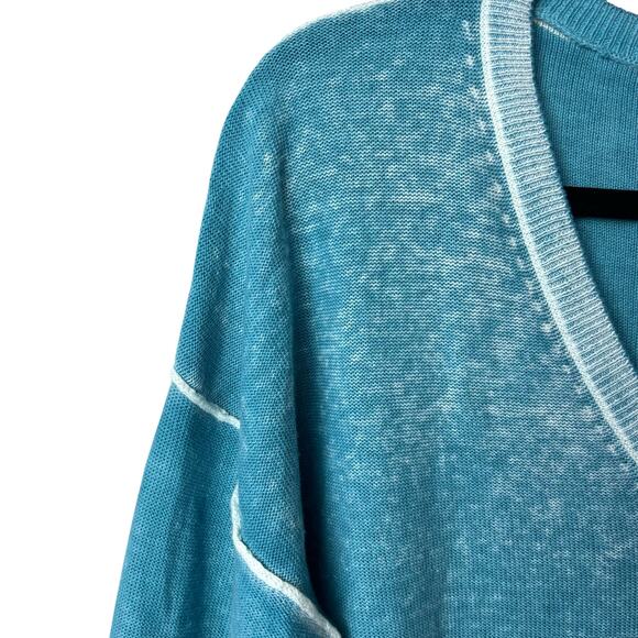 Sundance CeCe V-Neck Lightweight Cotton Sweater Boho Faded Turquoise Size Small - Picture 5 of 9